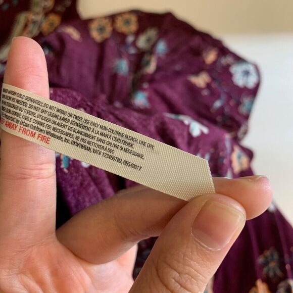 Free People Dress Womens XS Plum Floral Annka Border Slip Keyhole Back Swing - Picture 11 of 14